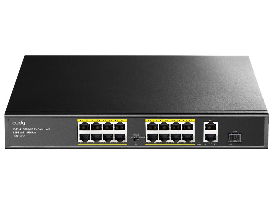 Cudy 16 Port Fast Ethernet PoE 190W 2 Gigabit 1SFP Switch | FS1018PS1